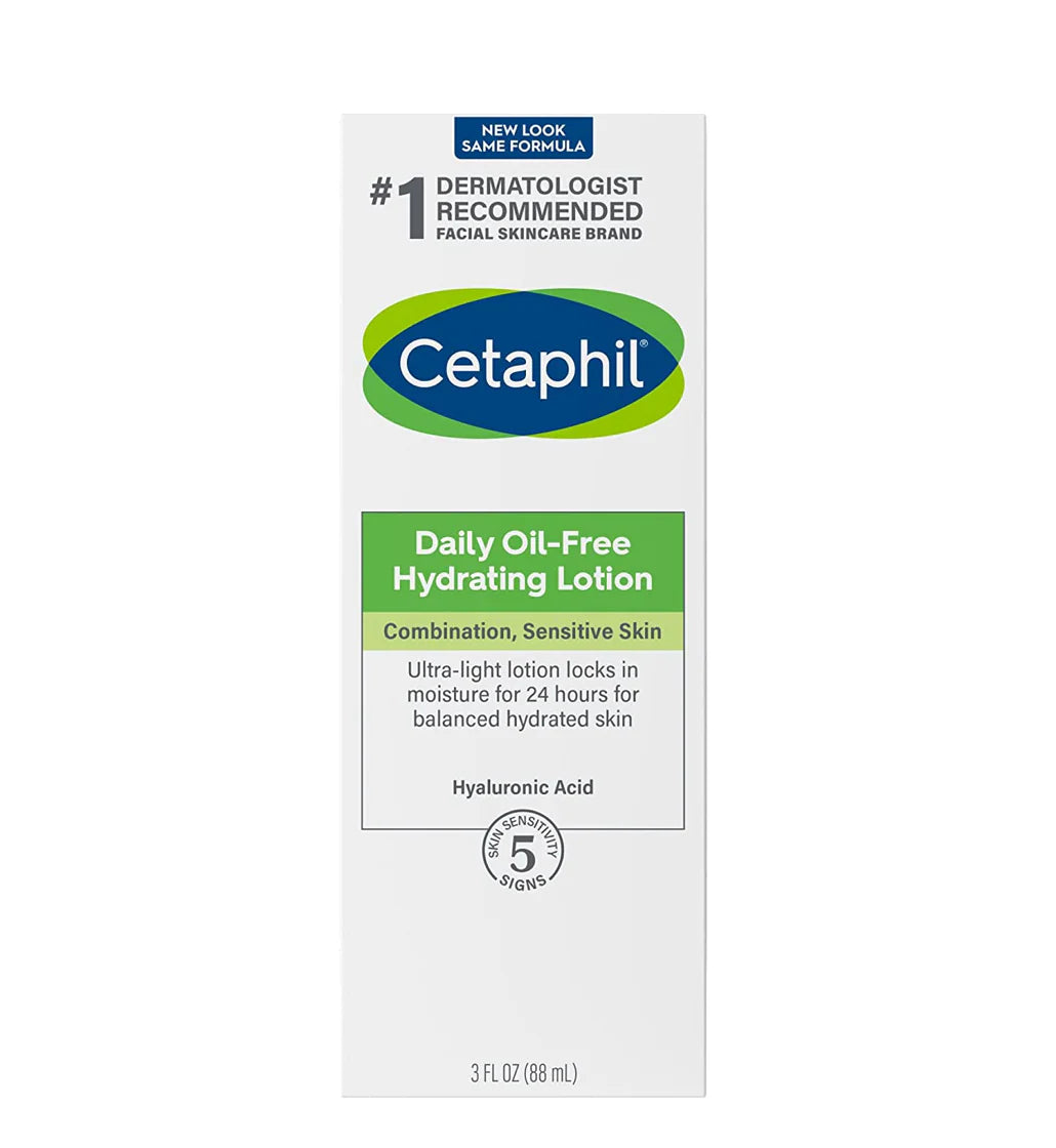 Cetaphil, Daily Oil-Free Hydrating Lotion, (Combination, Sensitive Skin) Hyaluronic Acid, 88ml
