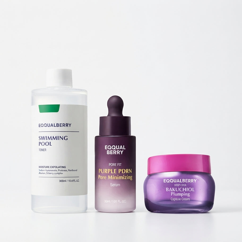 EQQUALBERRY Perfect Pore & Glow Set – Toner + Serum + Cream