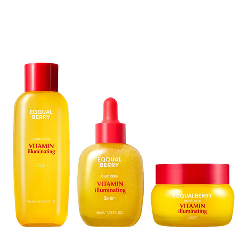 EQQUALBERRY Vitamin Illuminating Glow Filter Set – Toner + Serum + Cream