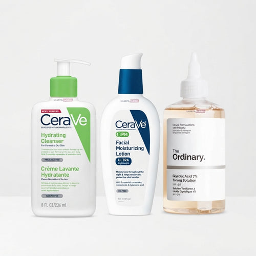 Gentle Glow Trio – CeraVe Cleanser + Lotion + Glycolic Acid 7%