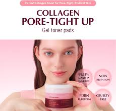 EQQUALBERRY Pore Tightening Gel Toner Pads with Collagen – 60 Pads