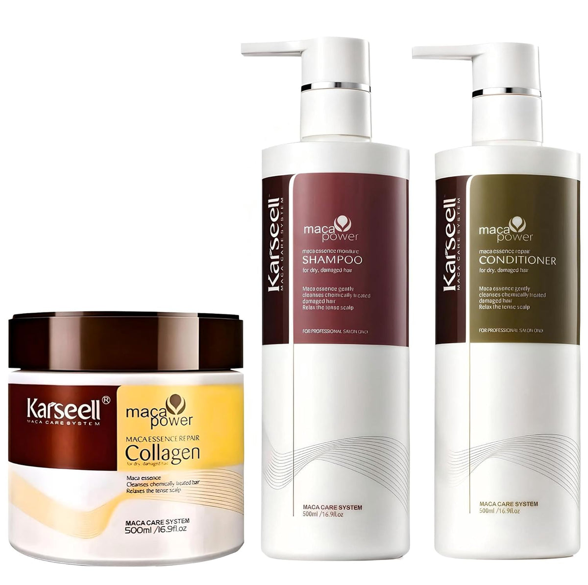 Karseell Hair Repair Set – Shampoo + Conditioner + Maca Mask