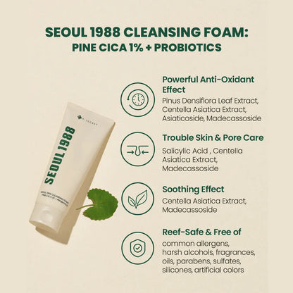 KSECRET SEOUL 1988 Cleansing Foam : Pine Cica 1% + Probiotics, 150ml