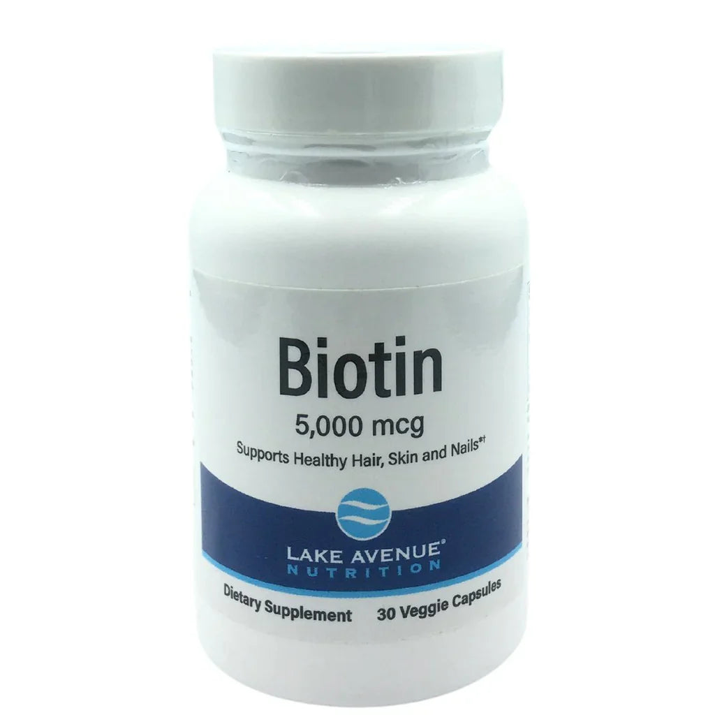 Lake Avenue Nutrition Biotin 5,000mcg (Supports Healthy Hair, Skin & Nails) - 30 capsules
