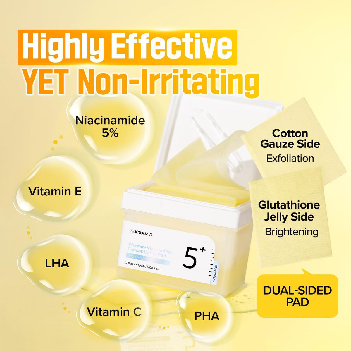 Numbuzin No.5 Vitamin-Niacinamide Concentrated Toner Pads – 70 Pads