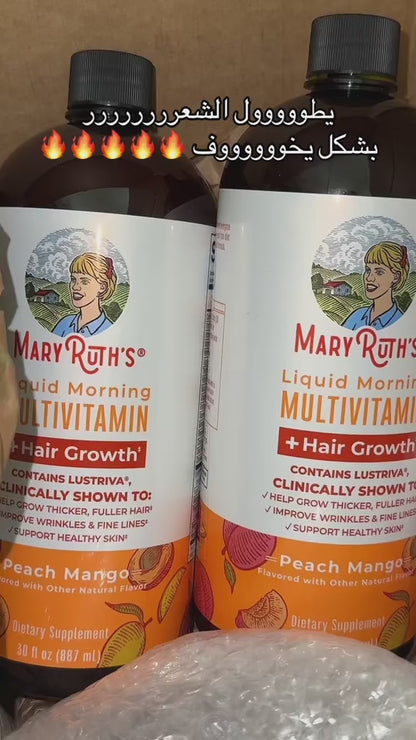 فيتامينات ماري روث السائلة المتعددة + نمو الشعر | مُختَبَر سريريًا لكثافة الشعر وتجاعيد الوجه لدى النساء | بيوتين ١٠٠٠٠ ميكروغرام | مُكمِّلات لوستريفا لنمو الشعر | العناية بالبشرة | للأعمار من ١٨ عامًا فما فوق | ٣٠ أونصة سائلة
