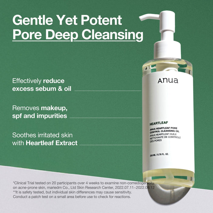 Anua Double Cleansing Duo – Korean Blackhead Remover & Pore Control Set | Heartleaf Cleansing Oil + Foam Cleanser