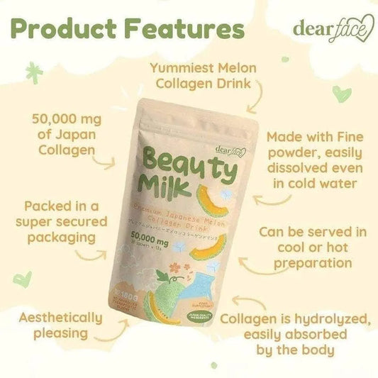 Dear Face Beauty Milk & Bean Premium Japanes Drink 10 Sachets x 18 Grams