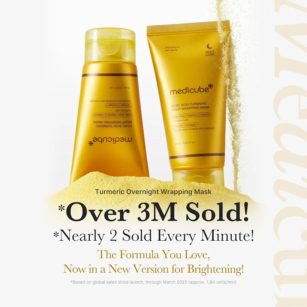 Medicube Kojic acid & Turmeric Collagen Overnight Wrapping Mask – Peel‑Off Brightening & Firming