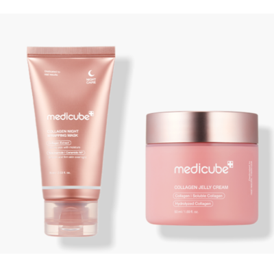 MEDICUBE Hydrolyzed Collagen Jelly Cream & Night Wrapping mask Set K-Beauty