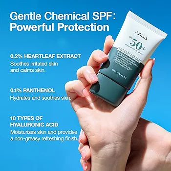 Anua Heartleaf Silky Moisture Sun Cream SPF 50, 50 ml