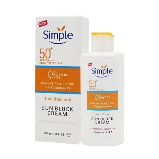 Simple Tinted Mineral Sunblock Cream SPF 50+ 125ml