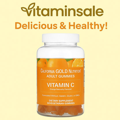 California GOLD Nutrition  Adult Gummies  Vitamin C  Orange Naturally Flavored  90 Vegetarian Gummies